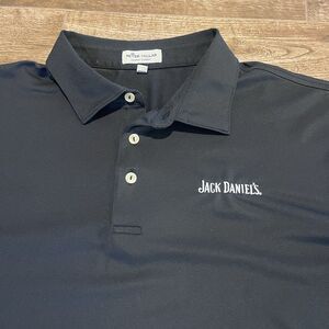 Peter Millar Shirt Mens XXL Black Summer Comfort Short Sleeve Jack Daniels 2XL